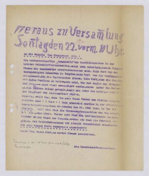 "Heraus zur Versammlung"