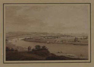 Aussicht von Cosels Garten bei Dresden, sepiagetönte Umrissradierung, um1821 : Zingg, Adrian : Aussicht von Cosels Garten bei Dresden / [gefertigt von Adrian Zingg?]. - [S.l.] , [ca. 1821]. - 1 Kunstbl. : sepiagetönte Umrißradierung ; 15 x 10 cm