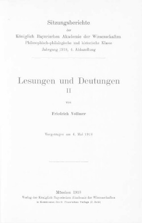 Lesungen und Deutungen, 2