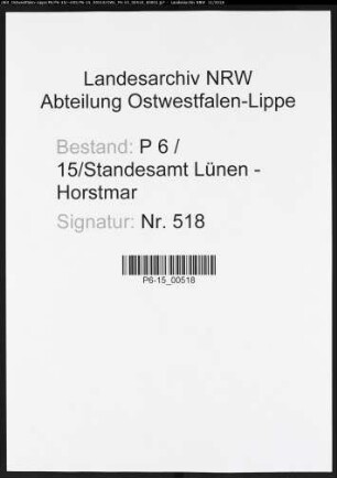 Sterberegister Standesamt Lünen-Horstmar