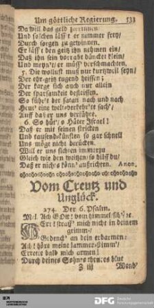 Vom Creutz und Unglück.