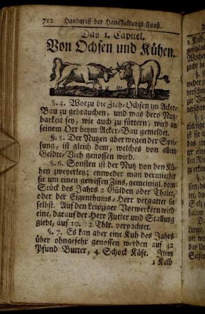 Das 1. Capitel. Von Ochsen und Kühen. - Das 10. Capitel. Von indianischen Hühnern.
