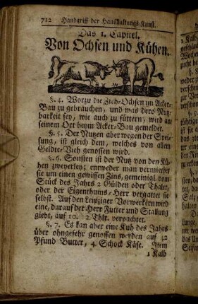 Das 1. Capitel. Von Ochsen und Kühen. - Das 10. Capitel. Von indianischen Hühnern.