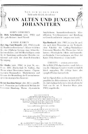 Von alten und jungen Johannitern