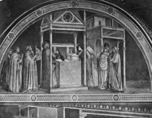 Fresken der Peruzzi Kapelle — Wandfresken — Lebensszenen des Johannes des Täufers — Zacharias im Tempel