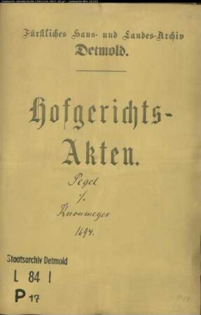 Pegel, Johann in Salzuflen gegen Bartold Knonmeyer - Schuldforderung