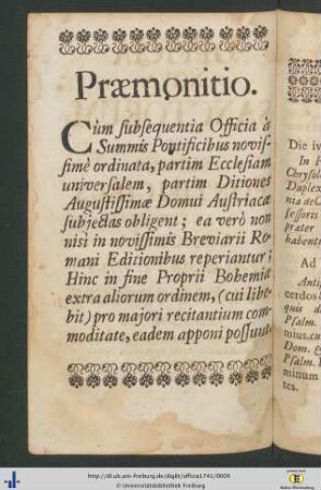 Praemonitio.