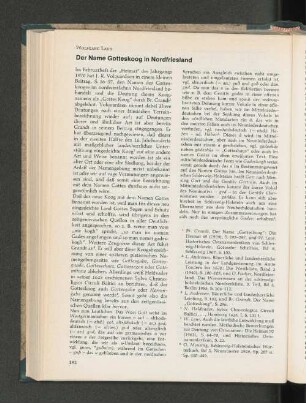 Der Name Gotteskoog in Nordfriesland