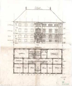 Fischer, Theodor; Schweinfurt (Bayern); Basaltwerke, Verwaltungs-Gebäude - Hochparterre (Grundriss)
