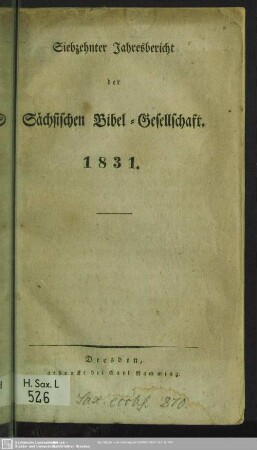 17.1831: Jahresbericht der Sächsischen Bibel-Gesellschaft