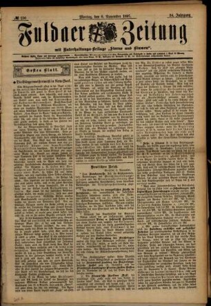 Erste Ausgabe vom Montag, den 08. November 1897.