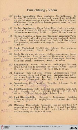 Einrichtung/Varia (Nr. 185-197)