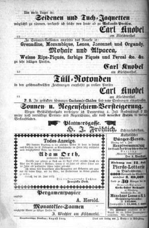 Fränkisches Volksblatt. Ausg. 000 : Tageszeitung für Unterfranken. [5.] 1872, 1 - 6