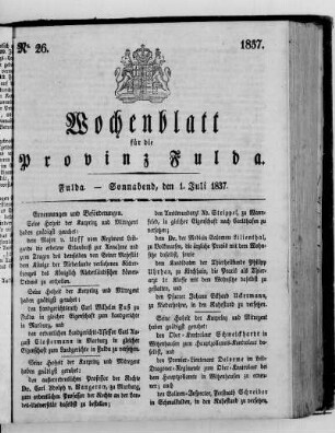 Nr. 26, Ausgabe vom 1. Juli 1837