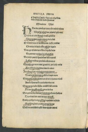 Publii Ovidii Nasonis Epistolarum Heroidum Liber Primus Penelope Ulixi.