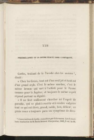 XXII Préexcellence de la satire écrite dans l'Antiquité.