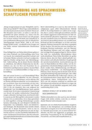 Cybermobbing aus sprachwissenschaftlicher Perspektive