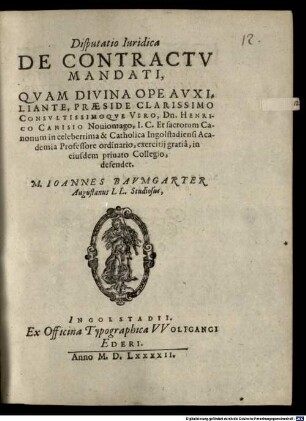 Disputatio Iuridica De Contractv Mandati