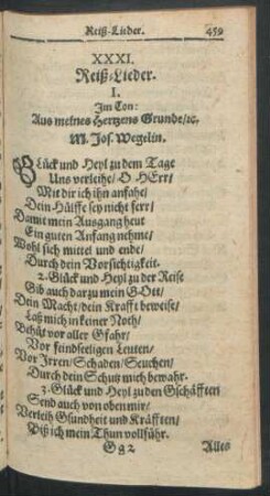 XXXI. Reiß-Lieder.