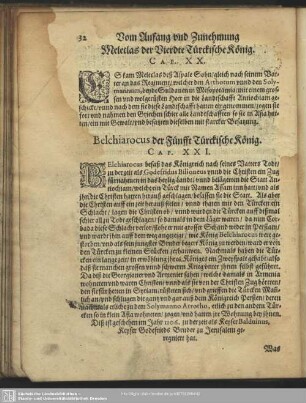 Meleclas der Vierdte Türckische König. Cap. XX.