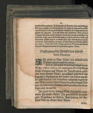 Außlegung der Artickel des Christlichen Glaubens