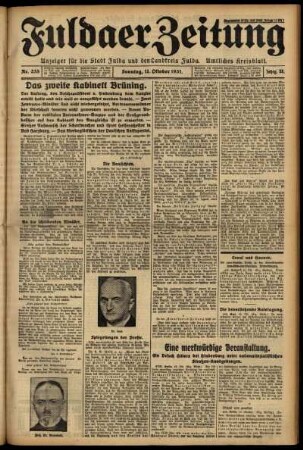 Erste Ausgabe vom Sonntag, den 11. Oktober 1931.