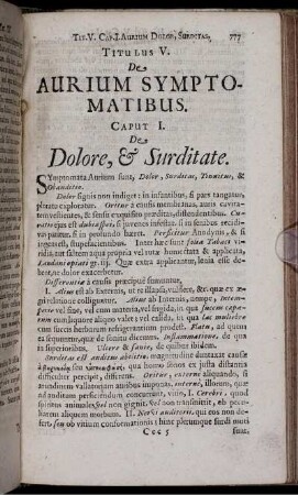 Titulus V. De Aurium Symptomatibus