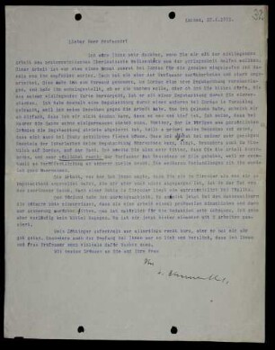 Nr. 32: Brief von Otto Blumenthal an David Hilbert, Aachen, 23.4.1911