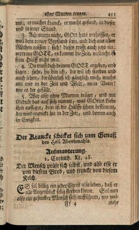 Der Krancke schicket sich zum Genuß des heil. Abendmahls.