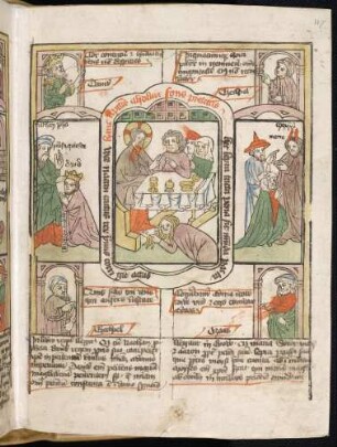 (1) Propheten-Brustbilder; (2) Antitypus: Magdalena zu Christi Füßen; Typen: (3) Davids Reue ; (4) Moses verzeiht Mirjam;