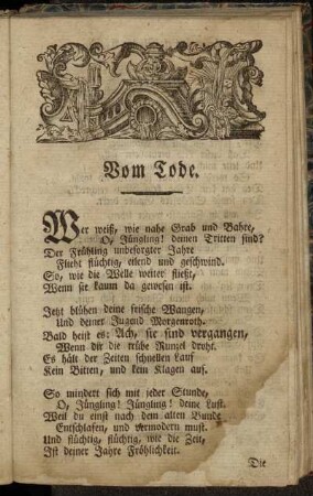 Vom Tode. - Ode an Damon.