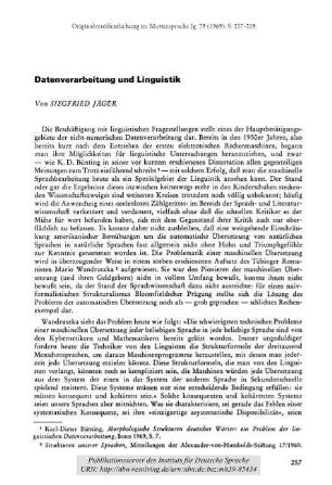 Datenverarbeitung und Linguistik