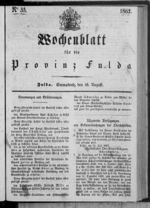 Nr. 33, Ausgabe vom 16. August 1862