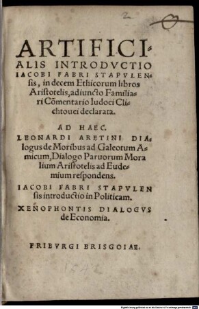 Introductio in 10 Ethicorum libros Aristotelis