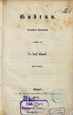 Das Heldenbuch, 1.. Gudrun