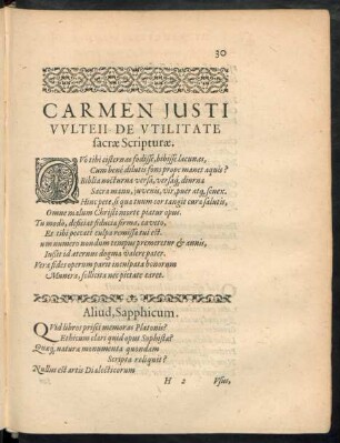 Carmen Justi Vulteii De Utilitate sacrae Scripturae.