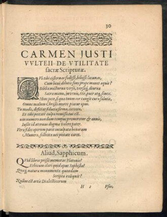 Carmen Justi Vulteii De Utilitate sacrae Scripturae.