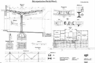Biberach (Riß): Empfangsgebäude Bahnsteigdach Grundriss,Schnitt,Windverband