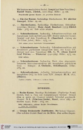 Diverses (Nr. 95-130)