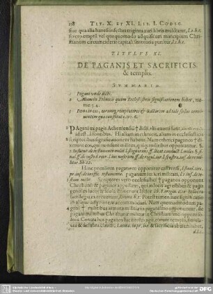 Titulus XI. De Paganis Sacrificis & templis