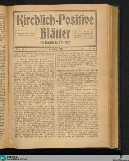 Kirchlich-positive Blätter für Baden und Hessen