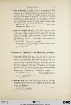 Arbeiten in Terrakotta, Holz, Elfenbein, Alabaster (Nr. 140-150)
