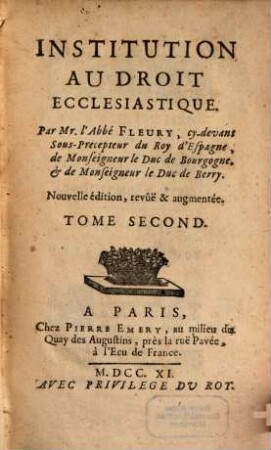 Institution Au Droit Ecclesiastique, 2