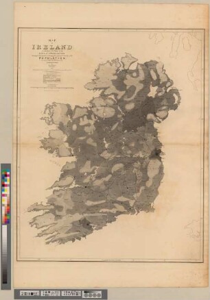 Map of Ireland to accompany the Report of the Railway Commissioners : showing by the varieties of shading the comparative Density of the Population