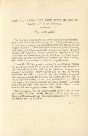 Part IV. - Appendices, consisting of miscellaneous memoranda