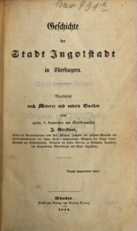 Geschichte der Stadt Ingolstadt in Oberbayern