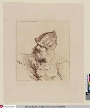 [Soldat couvert d'un casque; Soldat, der einen Helm trägt]