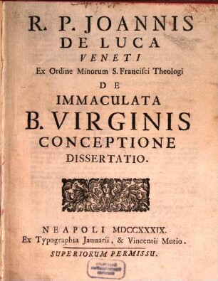 De immaculata B. Virginis conceptione dissertatio