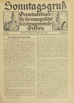 Sonntagsgruß : Gemeindeblatt für die Evangelische Kirchengemeinde Gießen