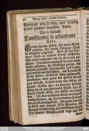 Die III. Andacht. Dancksagung in gebundener Rede.